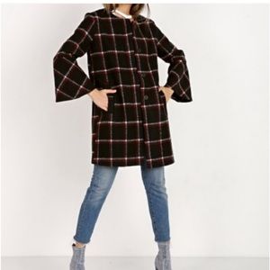 Bb Dakota bell sleeve wool coat plaid